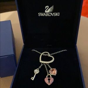 Swarovski pink heart lock pendant